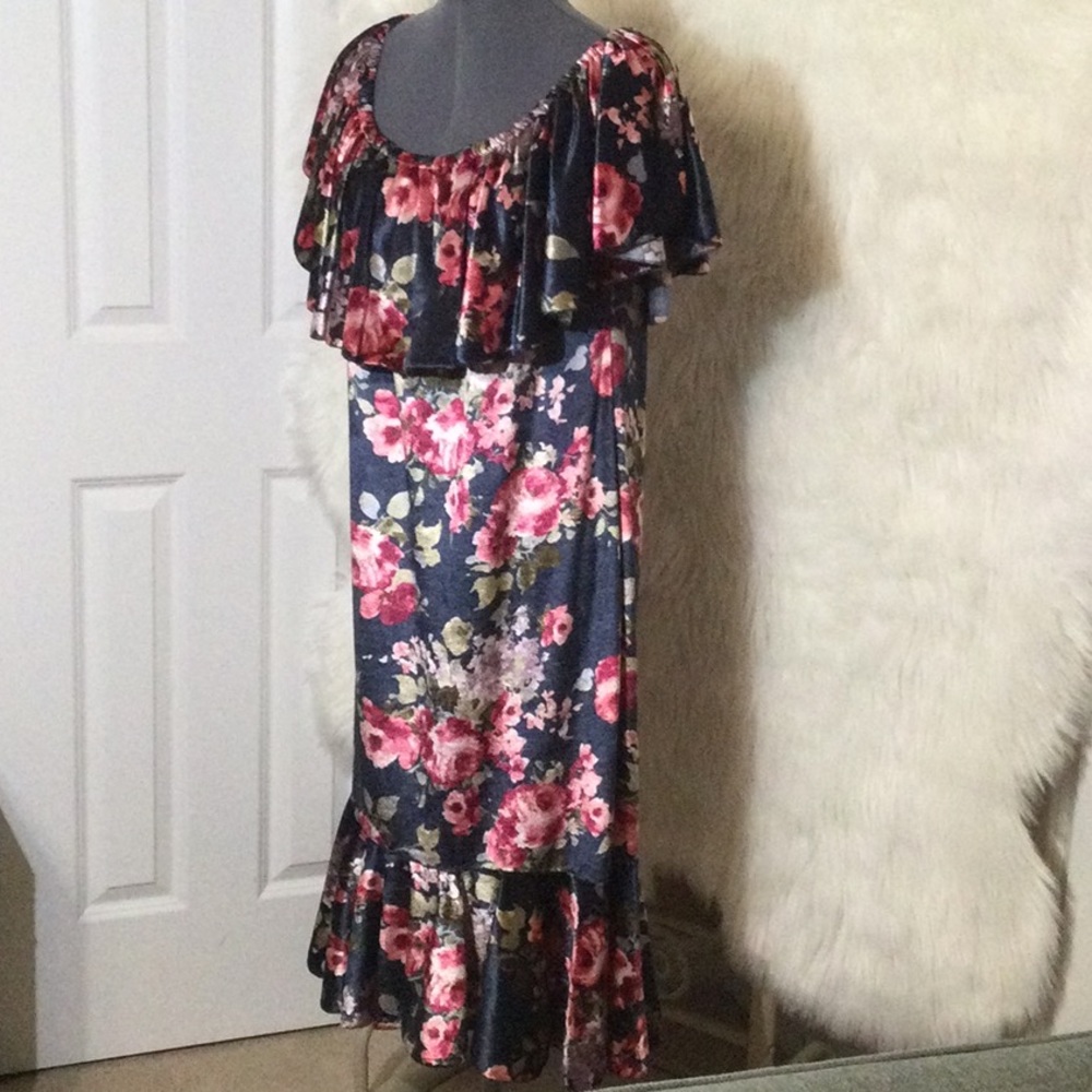 LuLaRoe Cici Floral Velour Dress NWOT